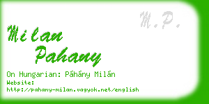 milan pahany business card